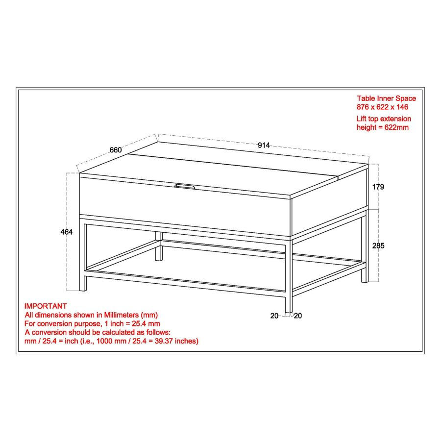 Thumbnail: Ojas Lift-Top Coffee Table in Natural Burnt and Black