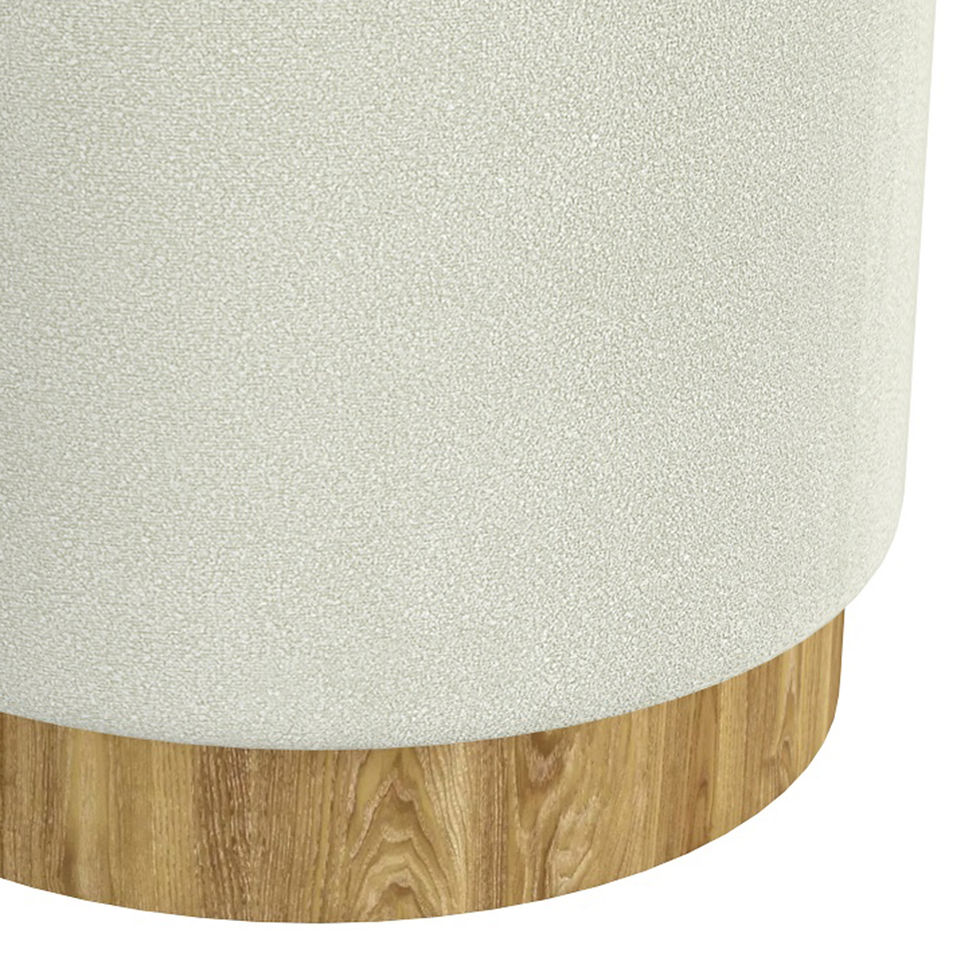Thumbnail: Alya Round Storage Ottoman in White and Natural