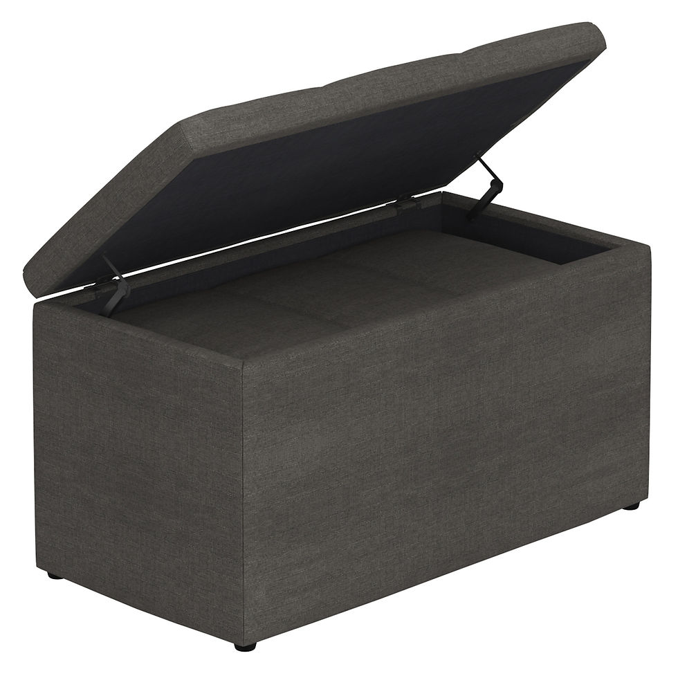 Thumbnail: Levi 2pc Rectangular Storage Ottoman Bench Set in Charcoal Fabric