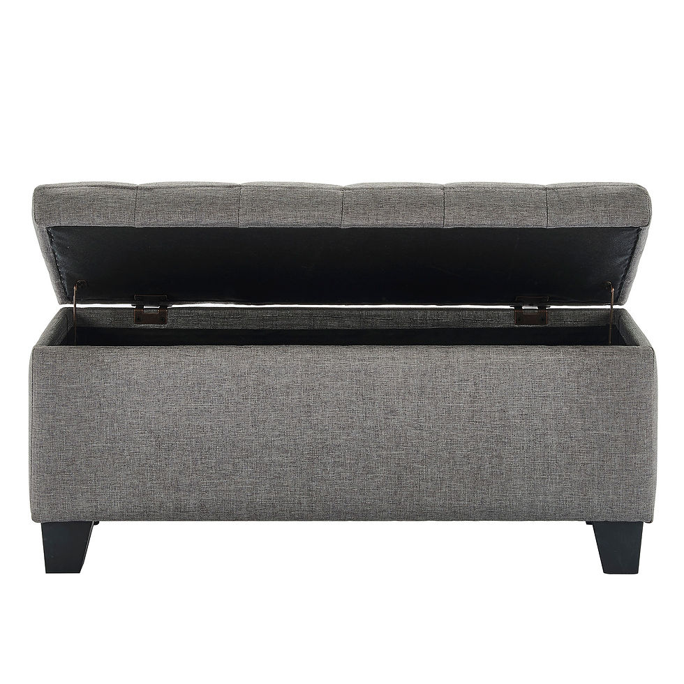 Thumbnail: Lila Rectangular Storage Ottoman Bench in Grey