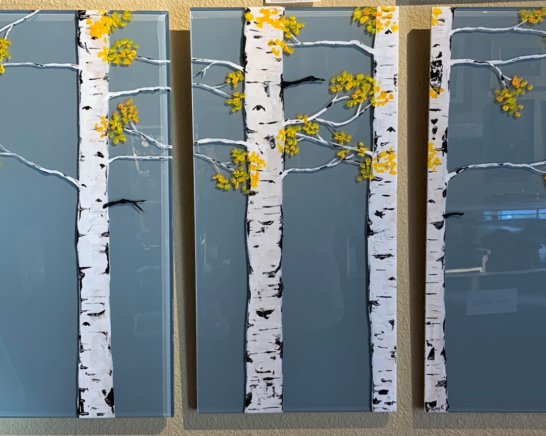 Aspens on Blue Glass