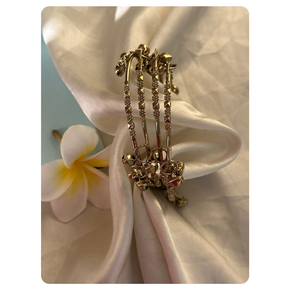 Thumbnail: Gold Toned Ghungroo Bangle Set (4 pieces) Size- 2.4