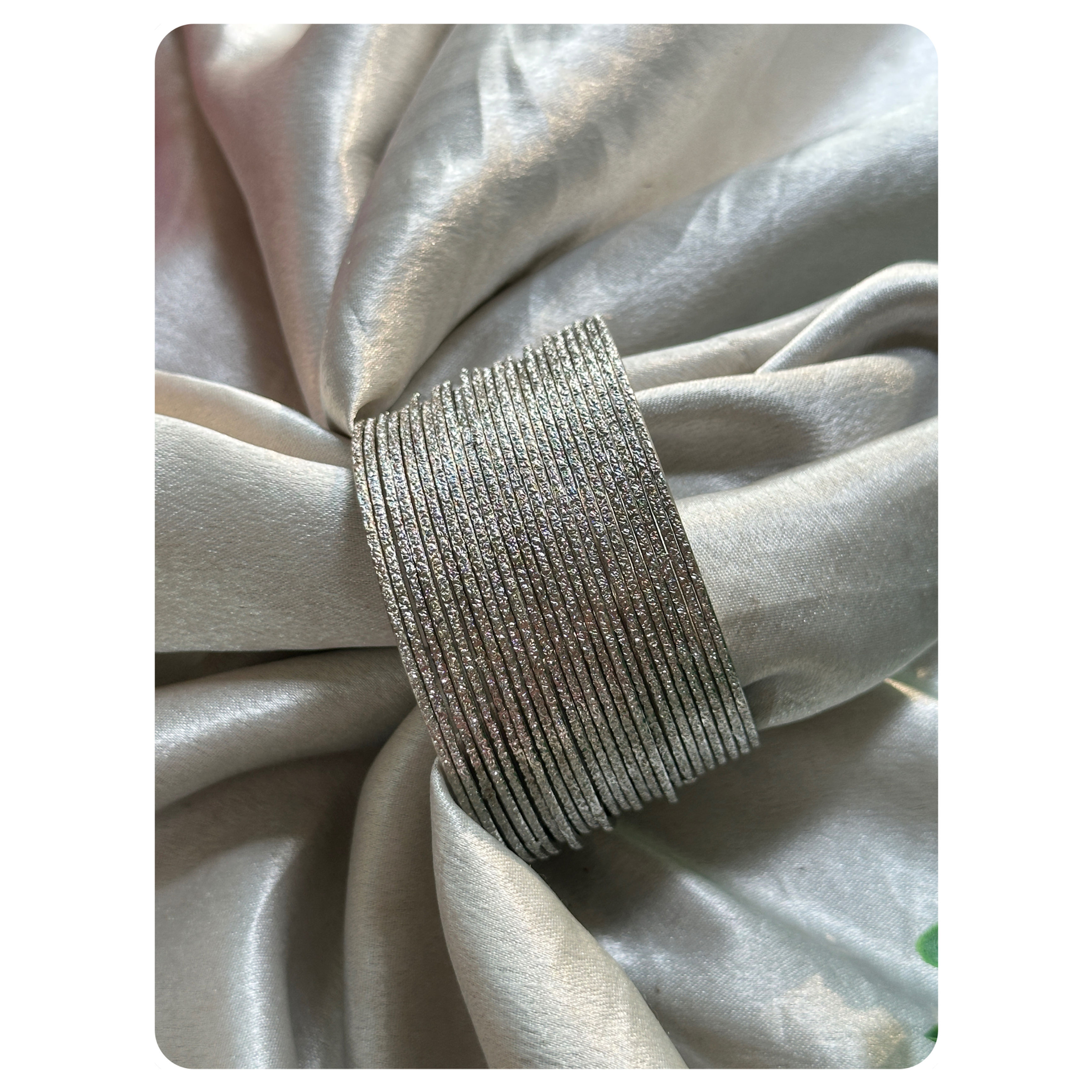 Silver Toned Textured Bangle Set (24 pieces) Size- 2.8