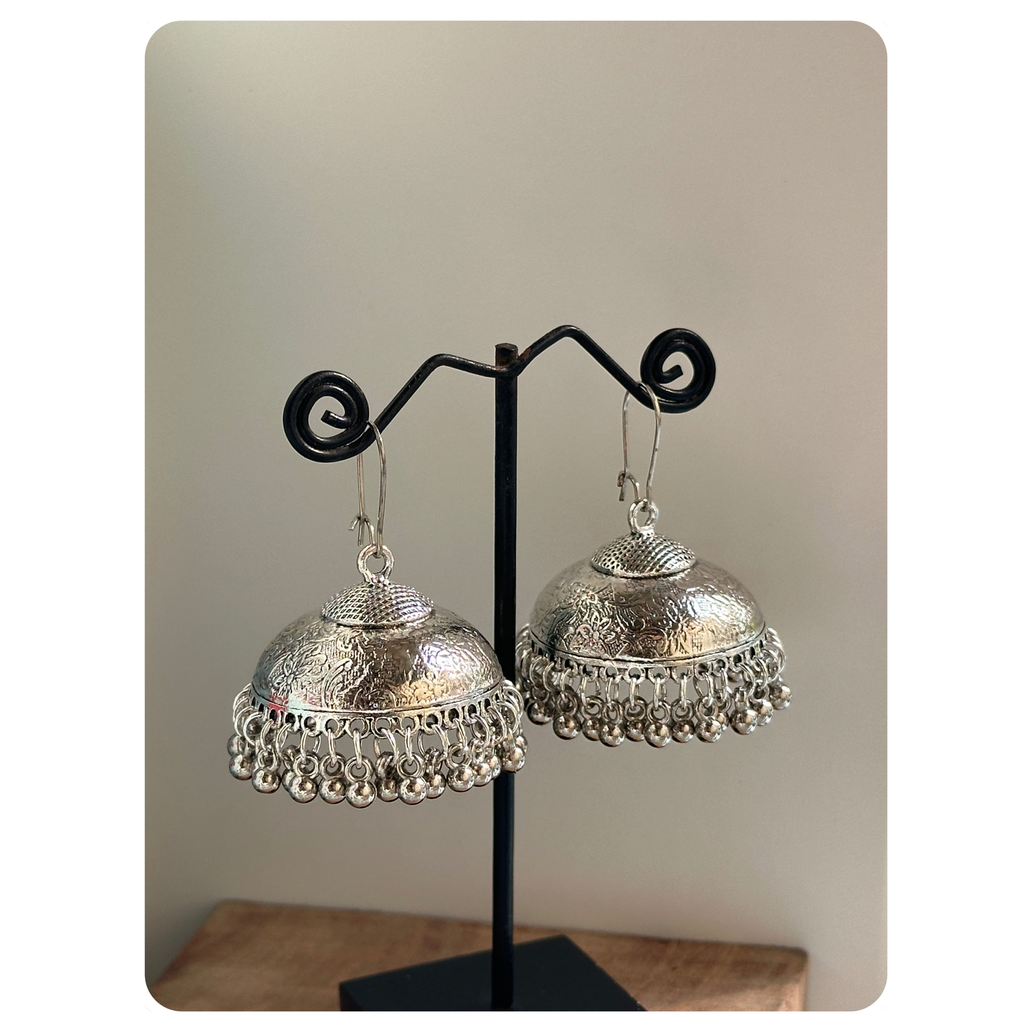 Silver Toned Basic Ghungroo Jhumkas