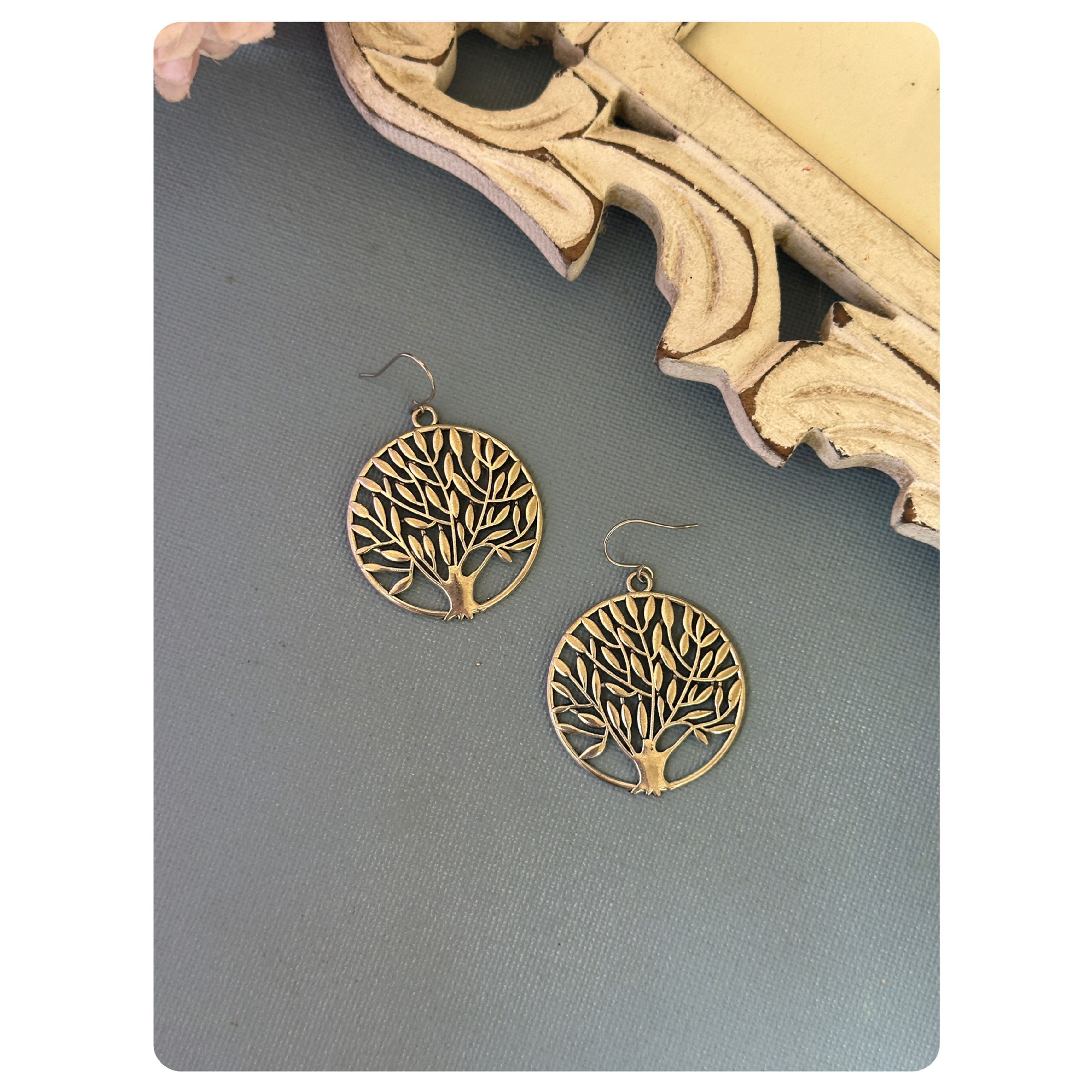 Silver Toned Tree of Life Earrings