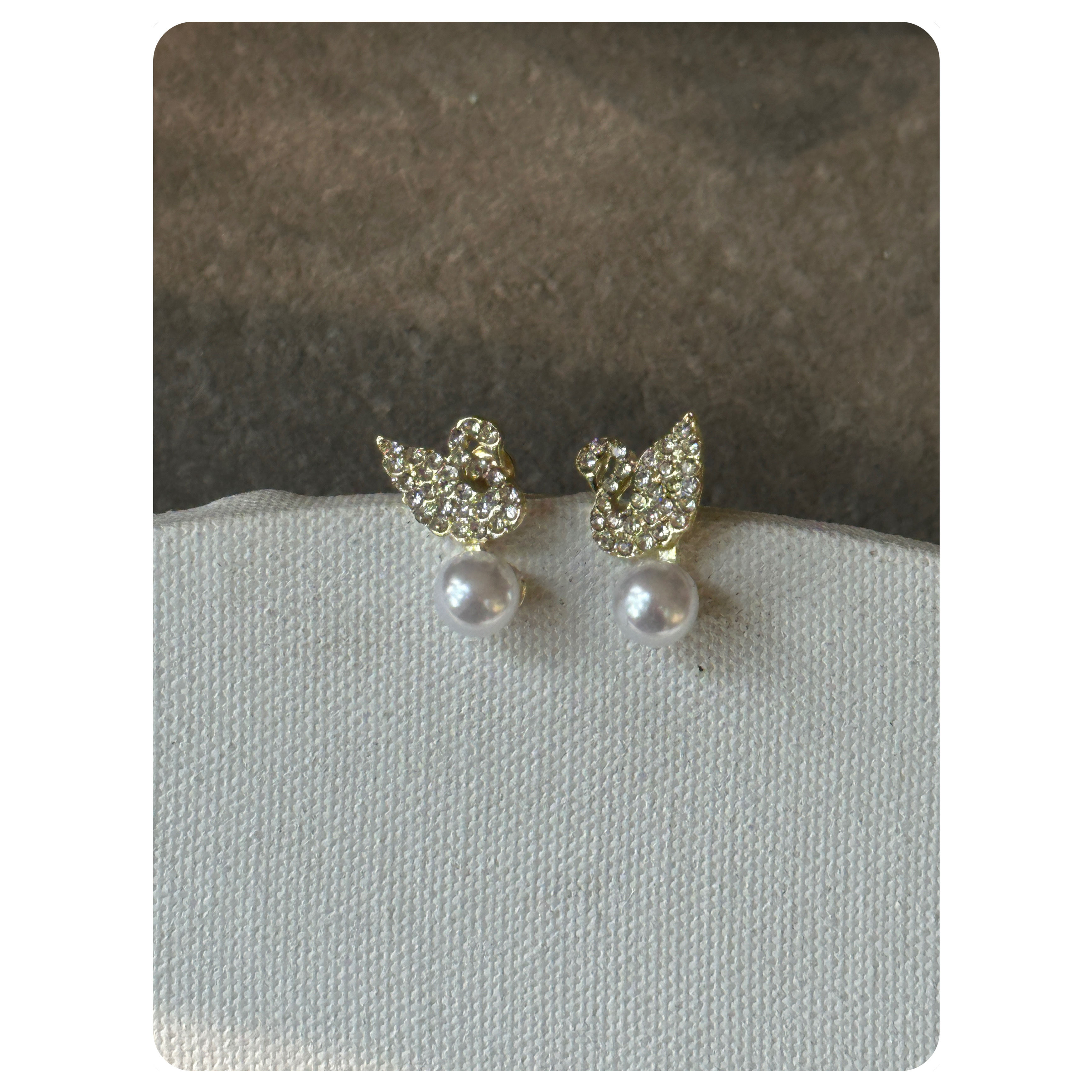 Gold Toned AD Swan Stud