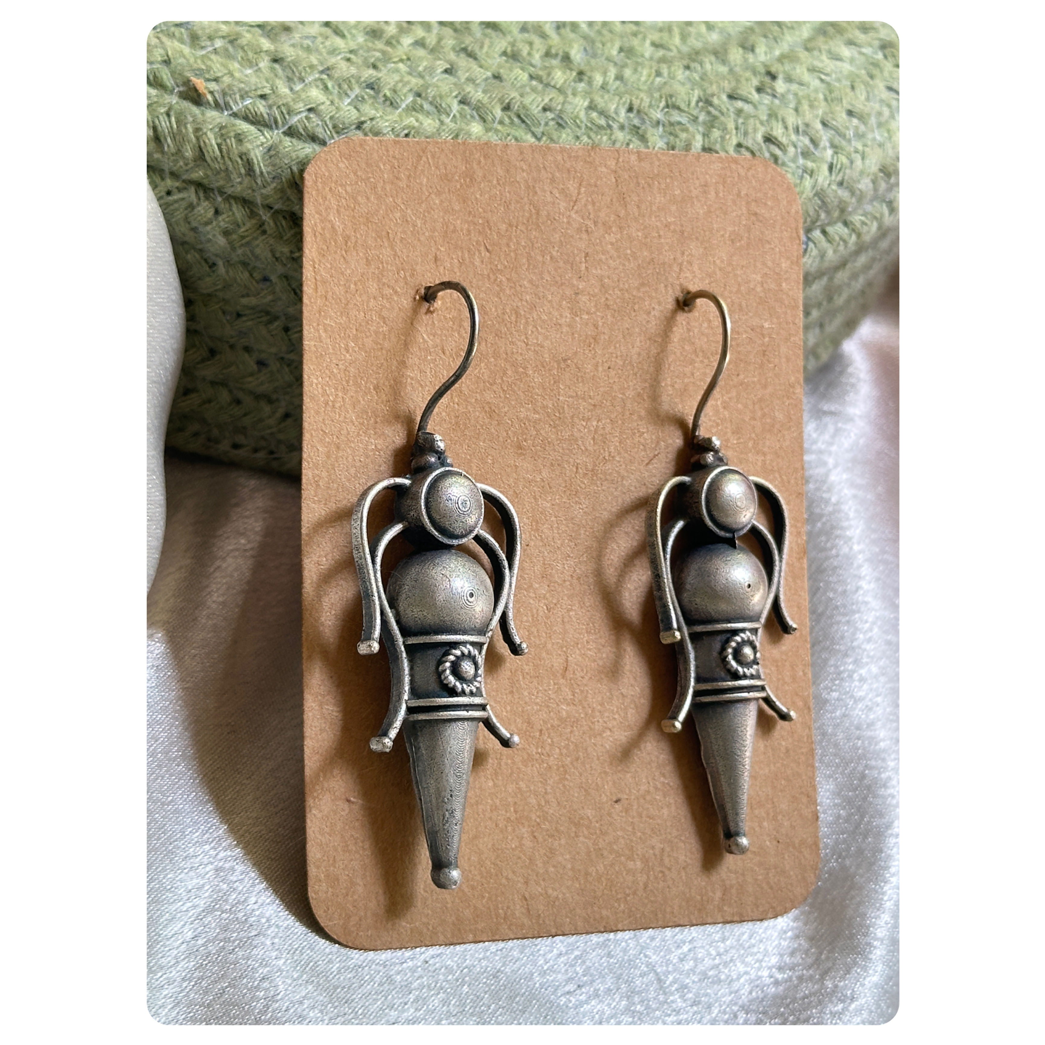 Silver Oxidised Hook Earrings 
