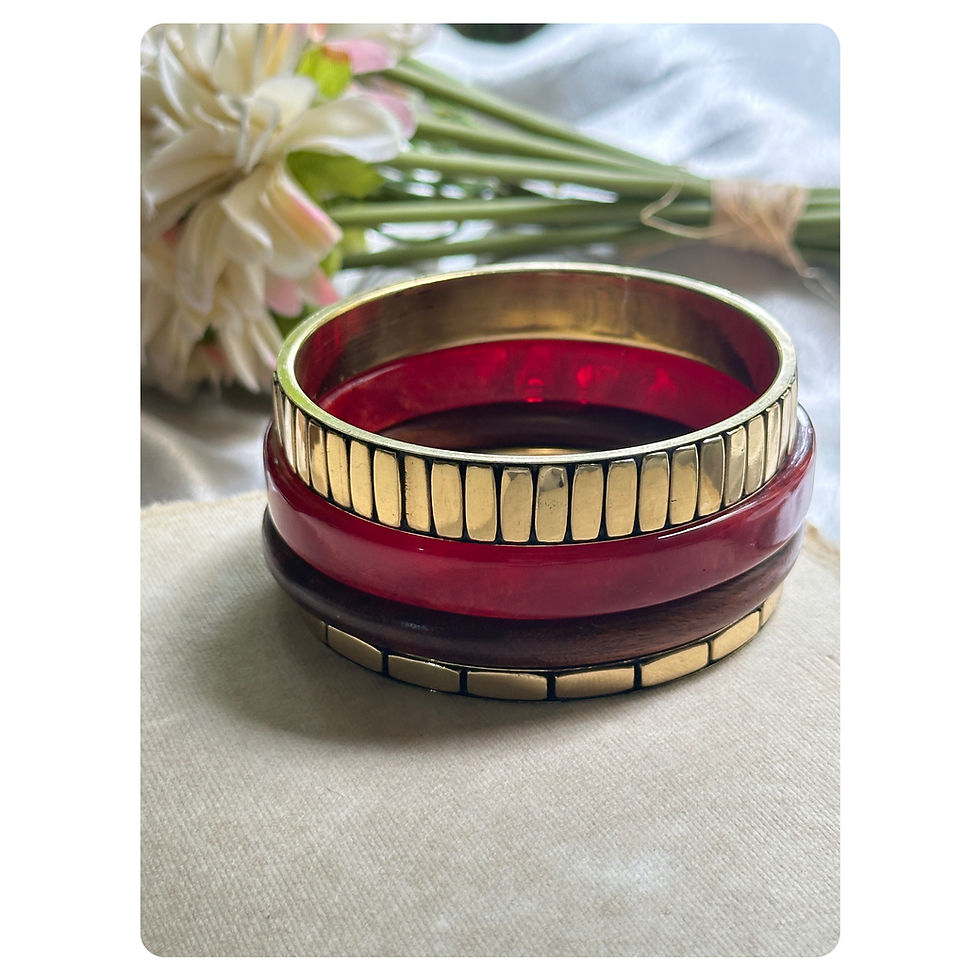 Resin and Wooden Bangle Stack (4 pieces) Size- 2.8