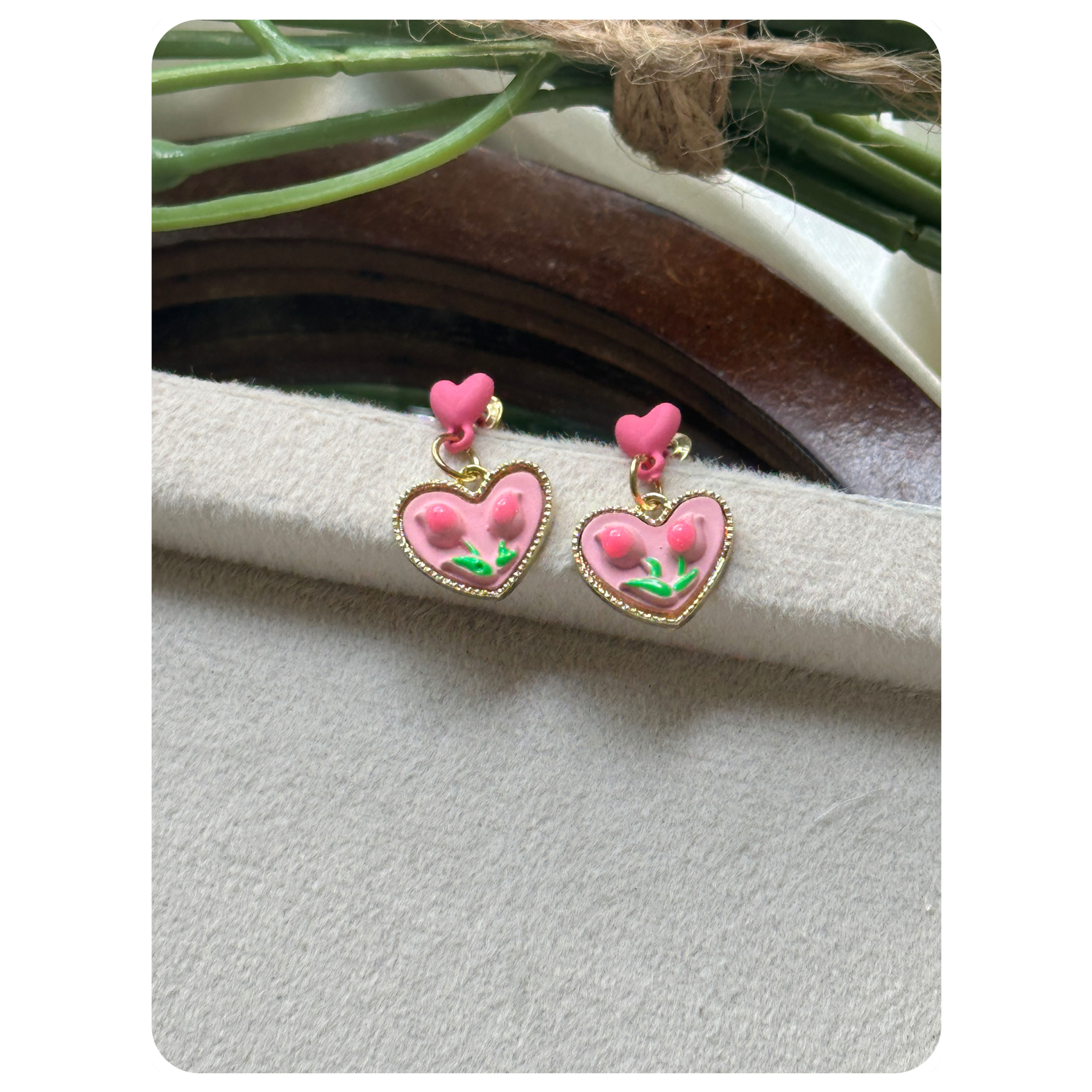 Pink Heart Earrings