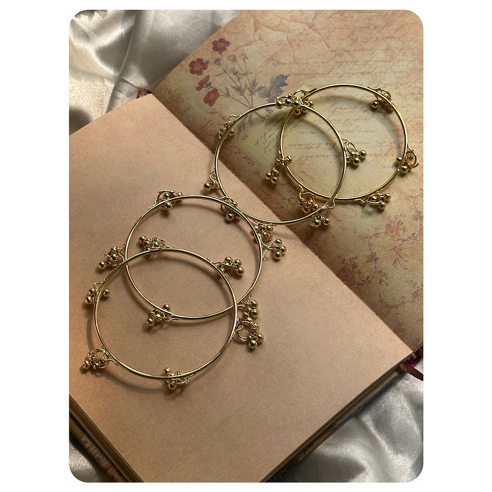 Thumbnail: Gold Toned Ghungroo Bangle Set (4 pieces) Size- 2.6