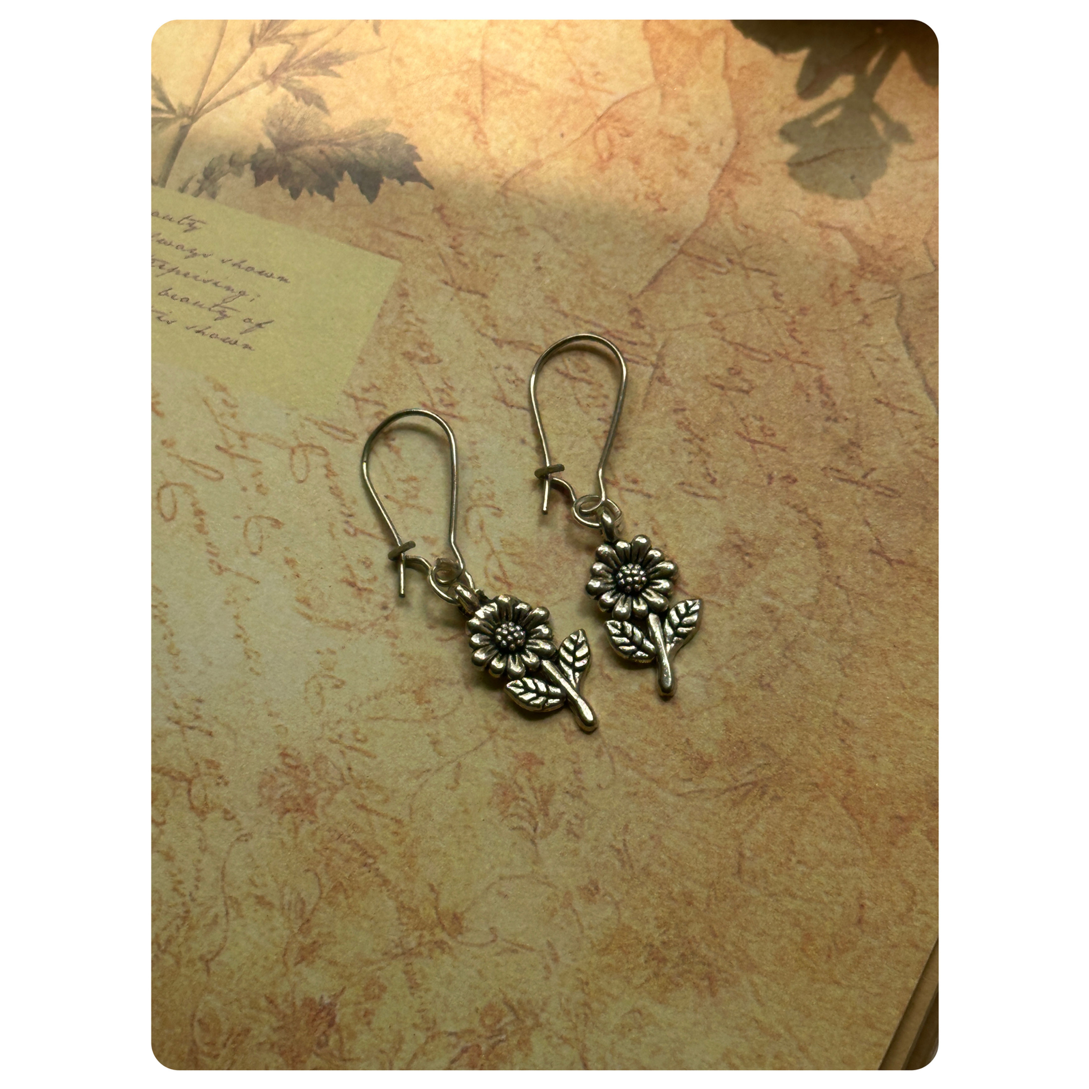 Silver Toned Flower Earrings