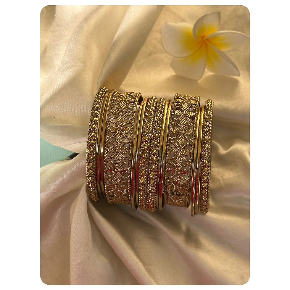 Thumbnail: Gold Toned Mesh Bangle Set (14 pieces) Size- 2.8