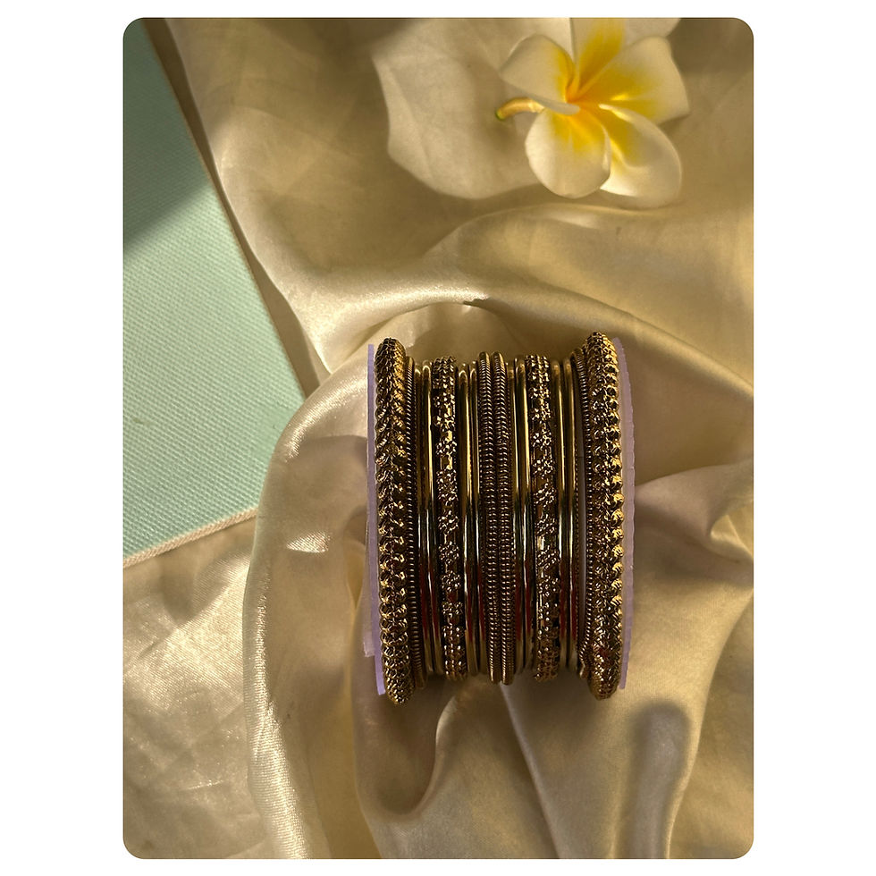 Thumbnail: Gold Toned Floral Bangle Set (16 pieces) Size- 2.8