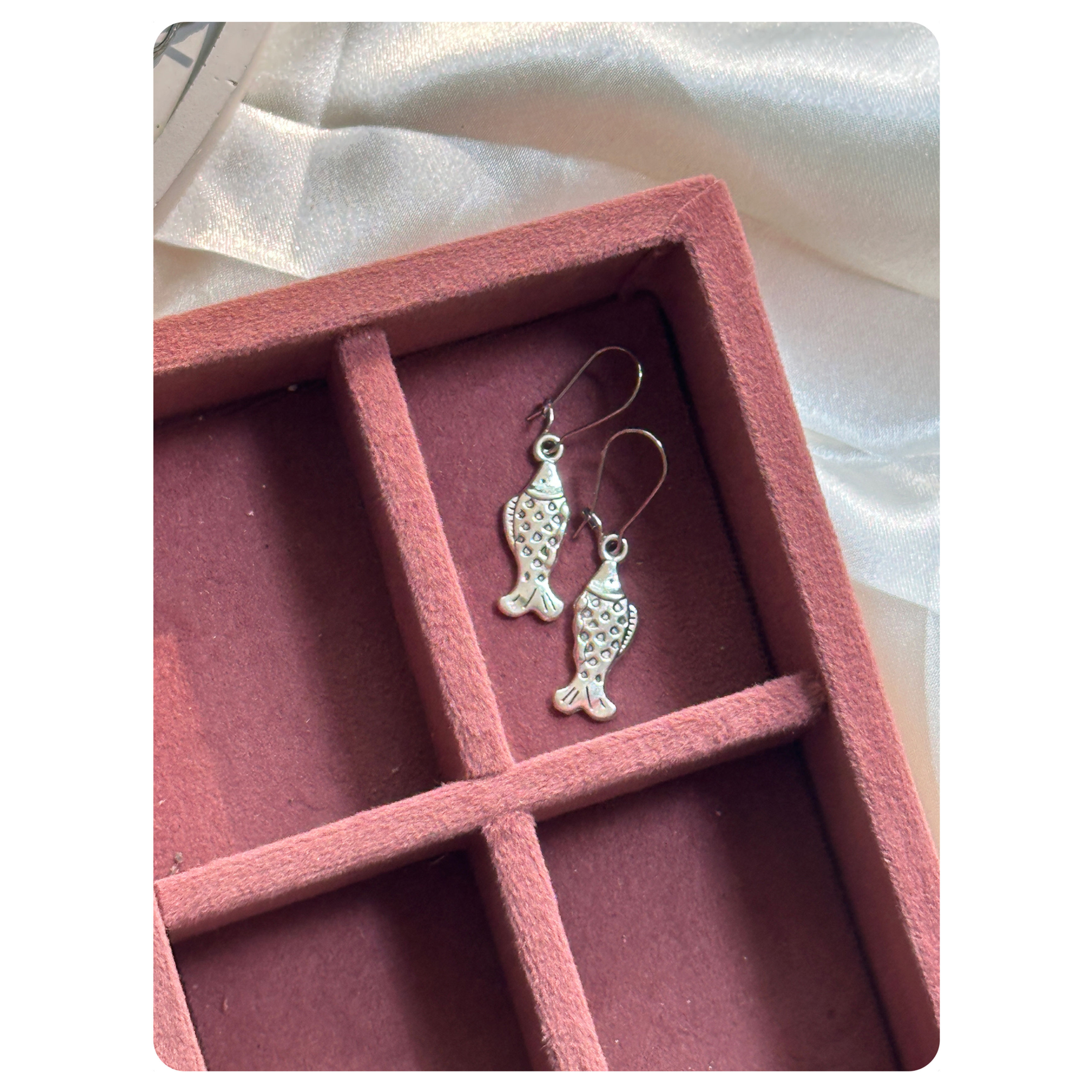 Silver Toned Fish Earrings