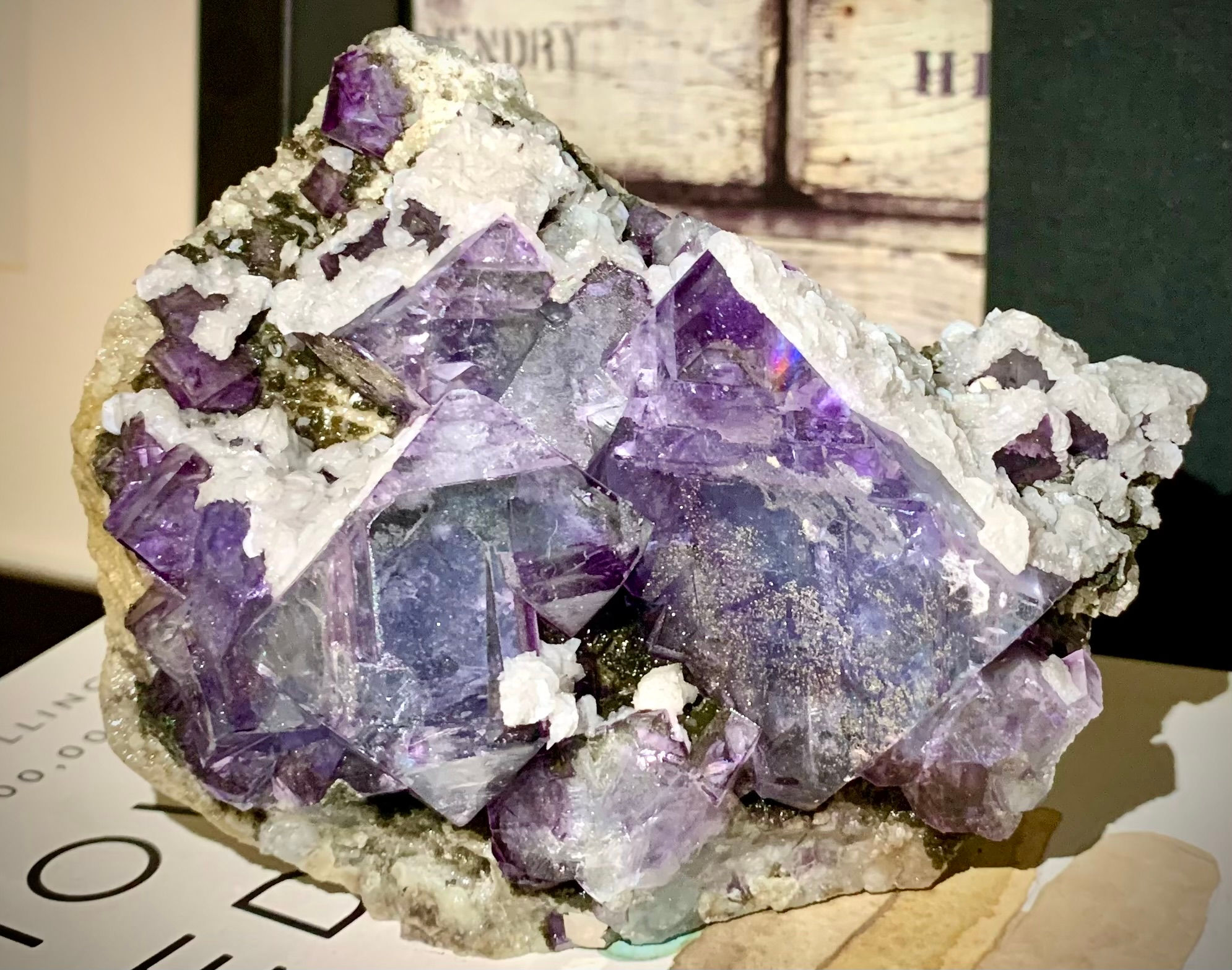 Fluorite and Pyrite on Matrix