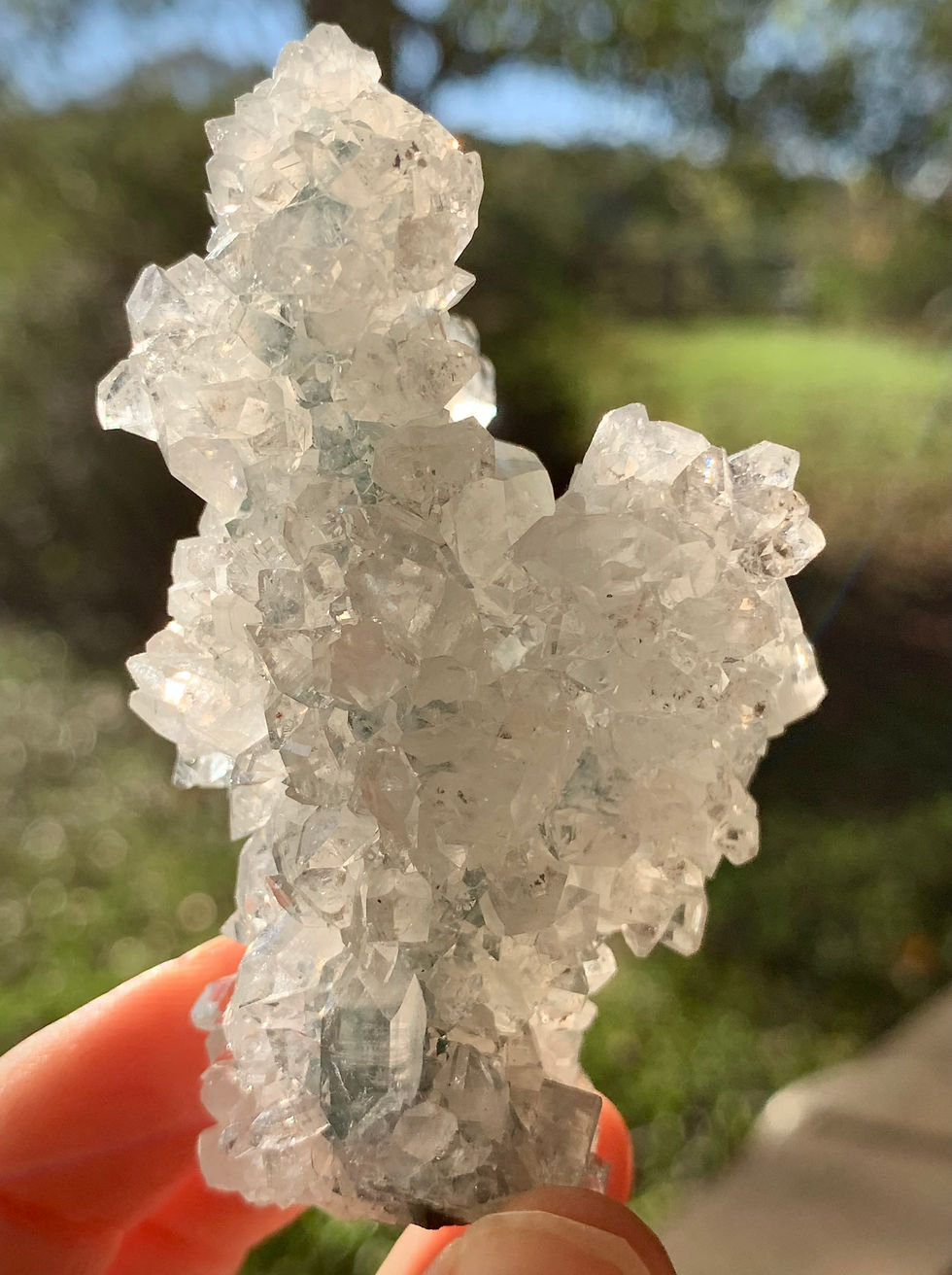 Thumbnail: Aphophylite on blue Chalcedony