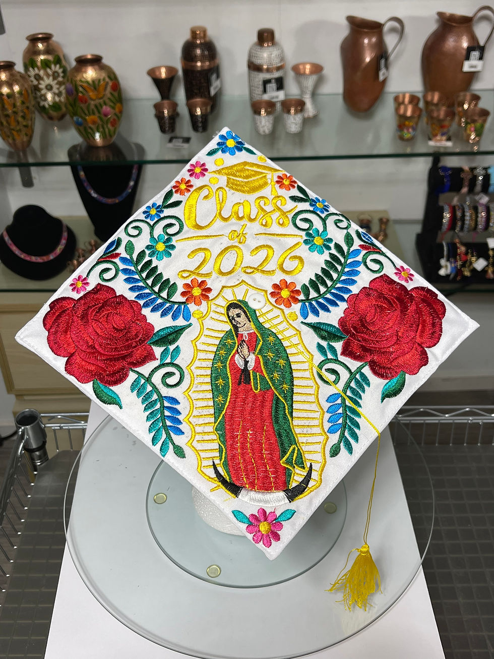 Thumbnail: VIRGEN Class of 2026 Embroidered Graduation Cap. Birrete Bordado.