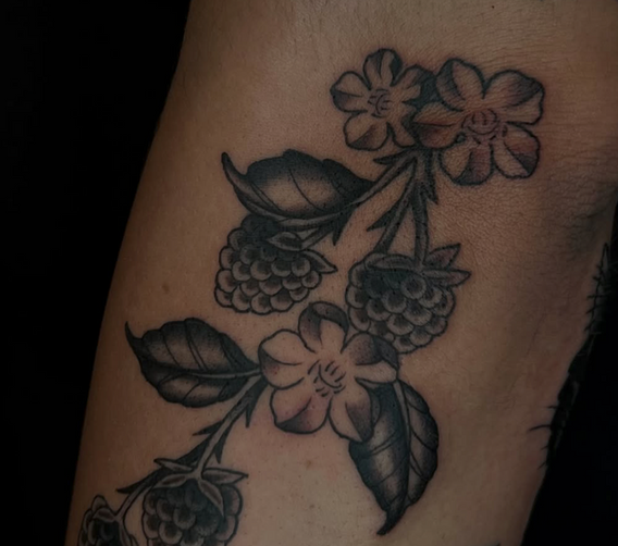 berry tattoo, traditional tattoo Denver, bold tattoo Denver, color tattoo Denver, trippy tattoos Denver, woman tattooer Denver, female tattoo artist Denver,
