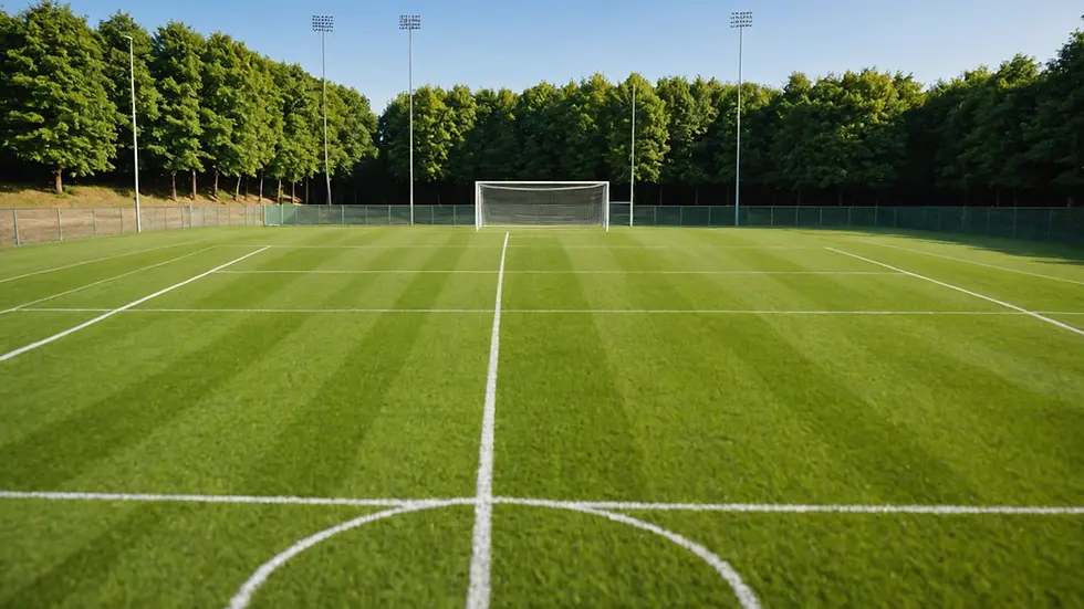 Eye-level view of a football pitch set for training