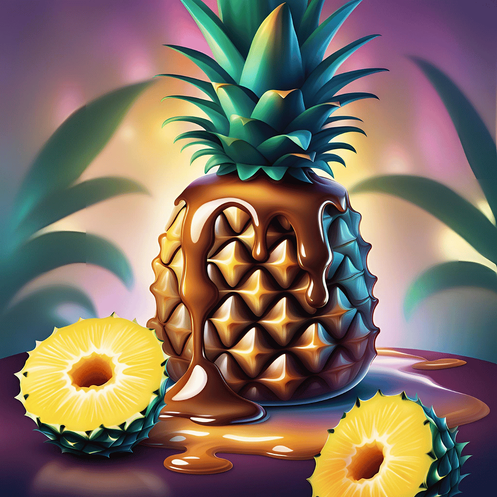 A pineapple dripping with sweet sticky caramel