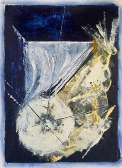 sketch exploring materiality of beeswax + plant-based resin medium combined with organic pigments