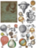 Hot Air Balloons & Clocks Transfer