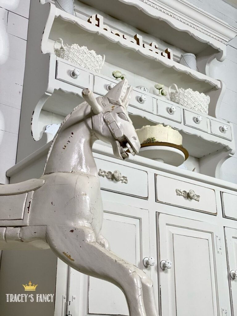 shabby white china cabinet by Traceys Fancy