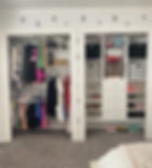 2 closets organized using Modular closet system dividers