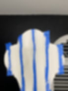 Finished second coat of moonbeam for stripes on Whimsical Chair Transformation 