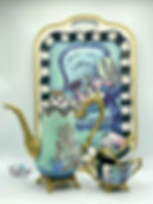 Alice in Wonderland whimsical tea set using Dixie Belle transfers | Tracey's Fancy