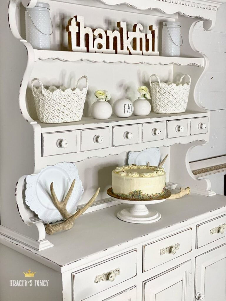 shabby white china cabinet by Traceys Fancy