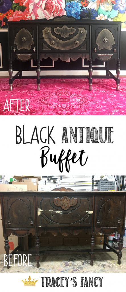 This is the FASTEST & EASIEST way to paint furniture | See this Transformation of a Black Painted Buffet by Tracey's Fancy | How to Paint Furniture | Painted Furniture Ideas | Black Buffet |