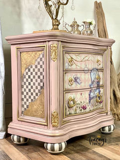 pink nightstand white rabbit by Traceys Fancy