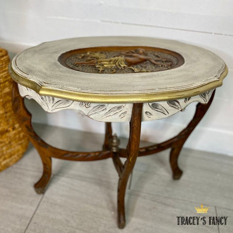 Leopard print side table with easy foil application
