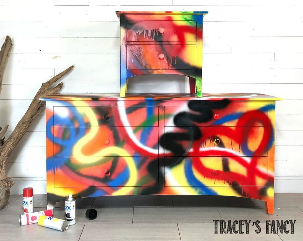 Painted graffiti dresser by Traceys Fancy
