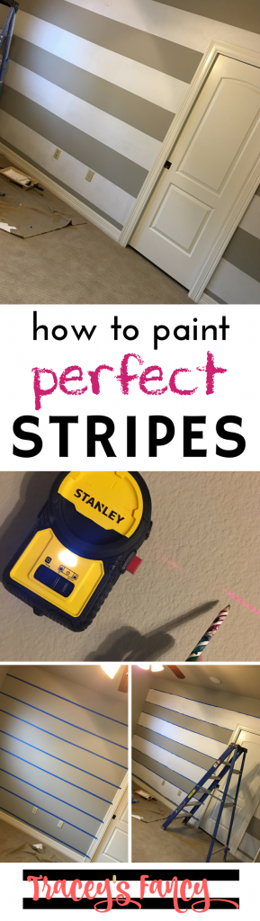 How to Paint Perfect Stripes | Accent Wall Ideas | Striped Wall | Focal Wall | Painting Tips by Tracey's Fancy