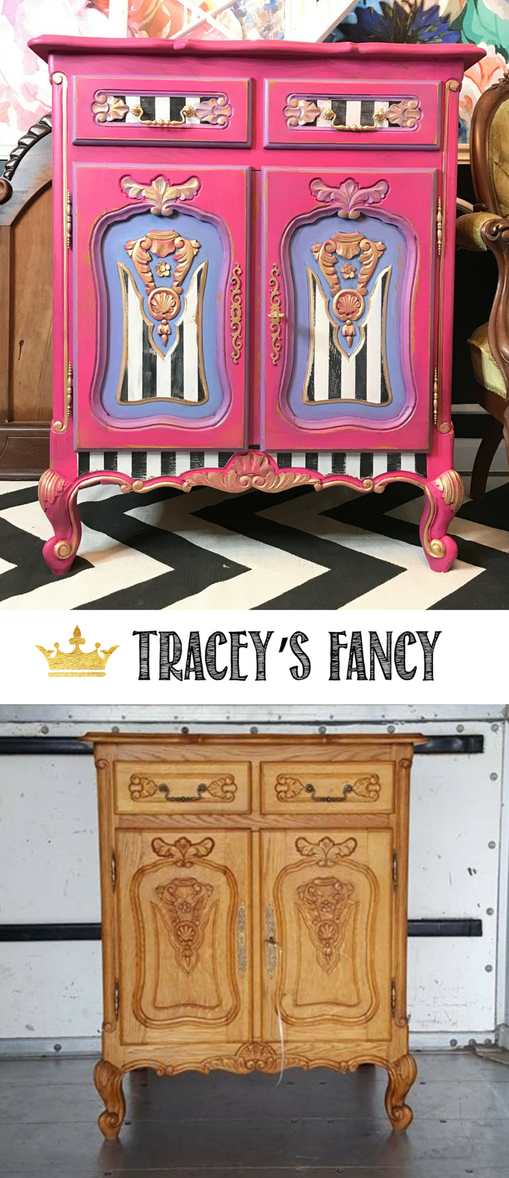Striped Furniture Ideas - FancyTuxedo Mini Chest by Tracey's Fancy | #furniture #furnituremakeover