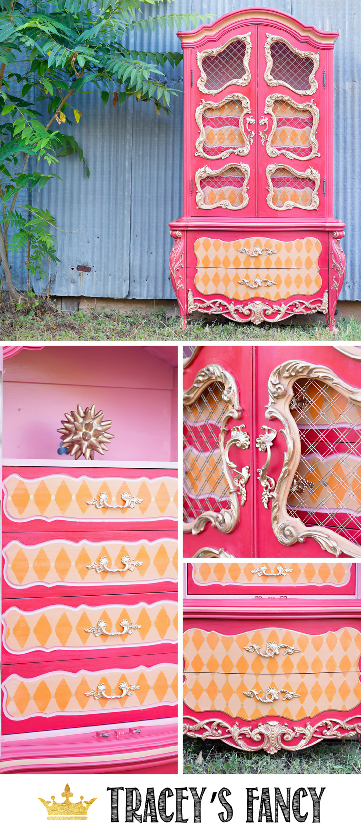 Whimsical Armoire by Tracey's Fancy _ Painted Furniture Ideas _ Neutral Furniture Ideas _ #furnituremakeover #whimsical