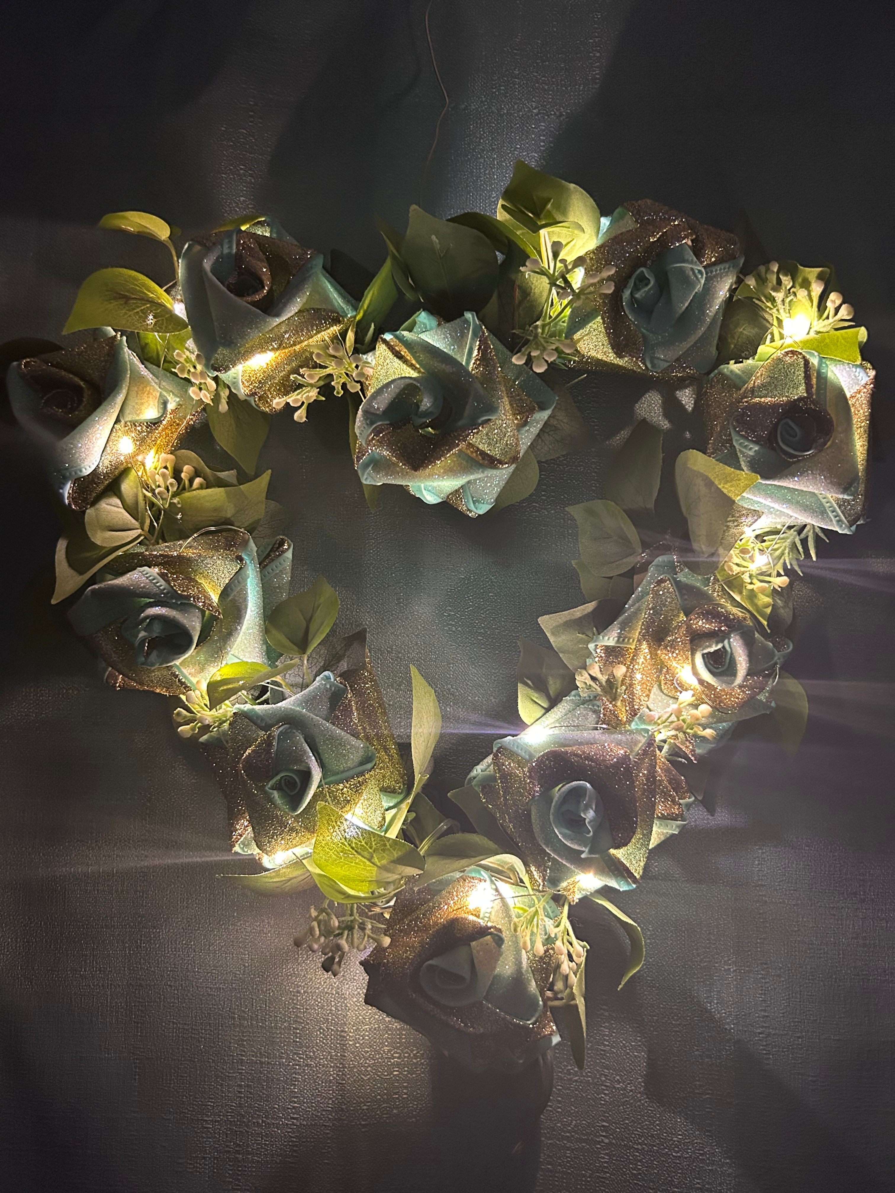 Illuminating Fabric Rose Wreath