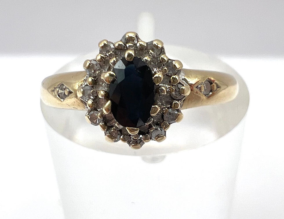 Thumbnail: 9ct Gold Diamond and Sapphire Ring - Size K