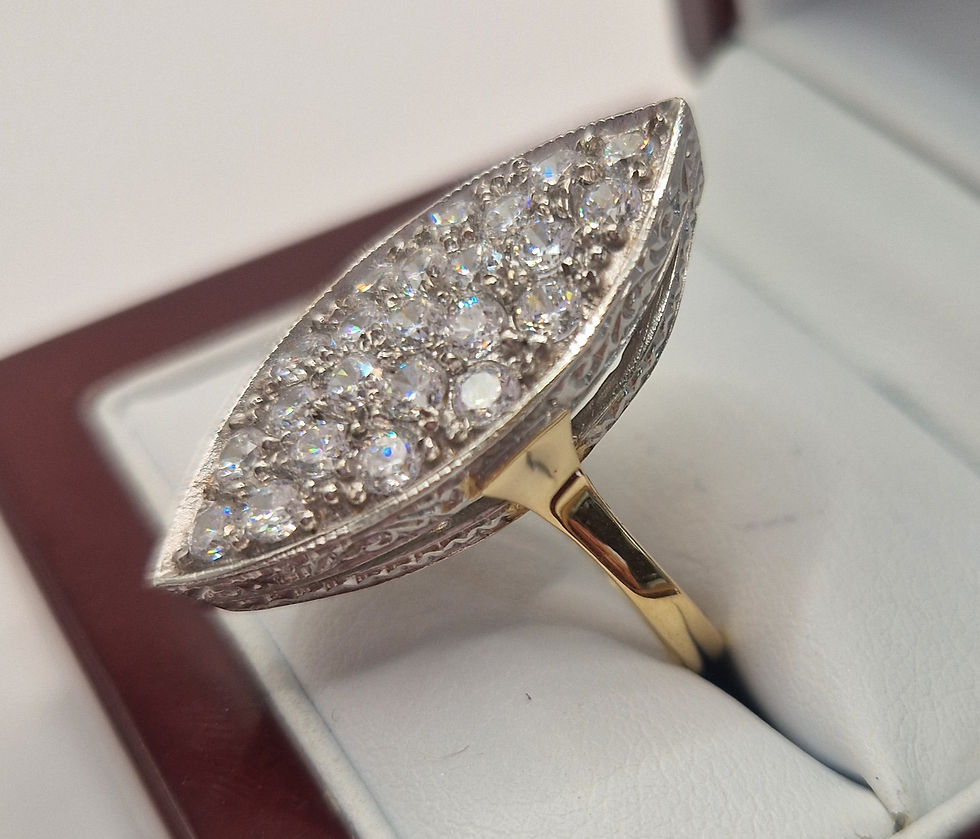 Thumbnail: 9ct Gold CZ Set Navette Cocktail Ring - Size P