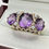 Thumbnail: 9ct Gold Amethyst Trilogy Ring - Size R