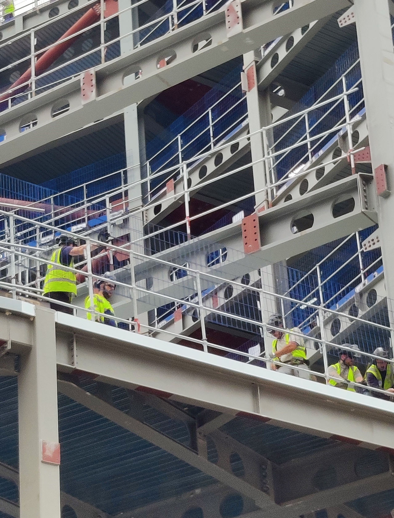 galvanised handrail system on walkways inside the commercial building 