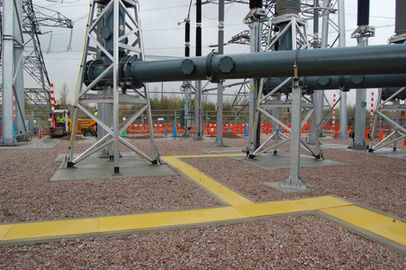 Substation fitted with GRP grating