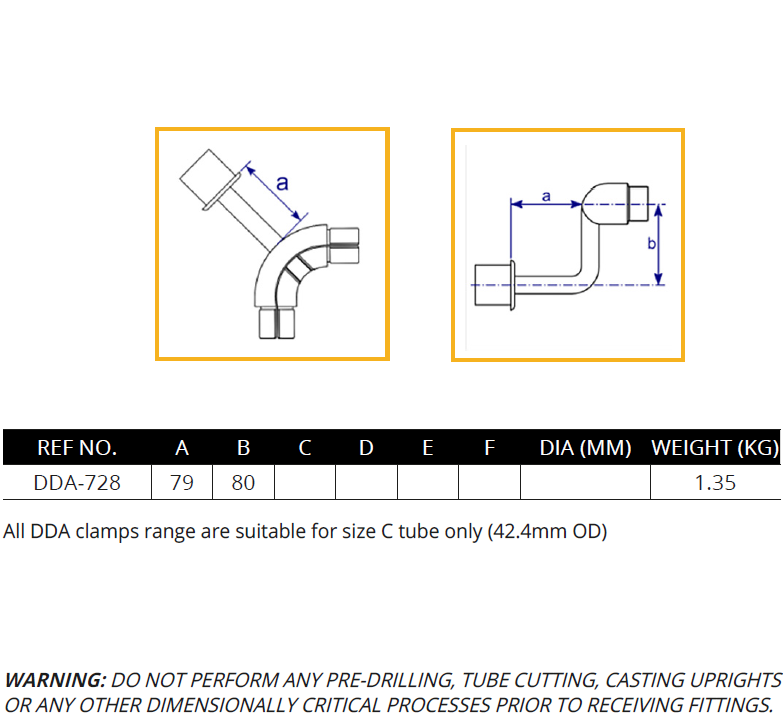 Thumbnail: Technical data of DDA Expanding Internal Corner Bracket DDA-728 