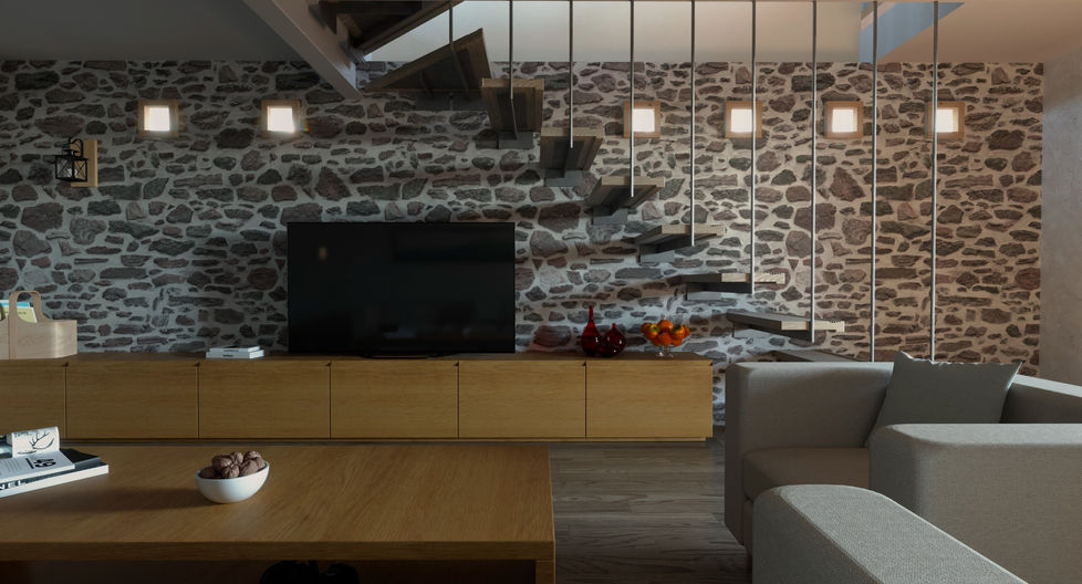 reforma vivienda con apertura de escalera en forjado en Cervera de Buitrago, Madrid. Alberto Otero, arquitecto.