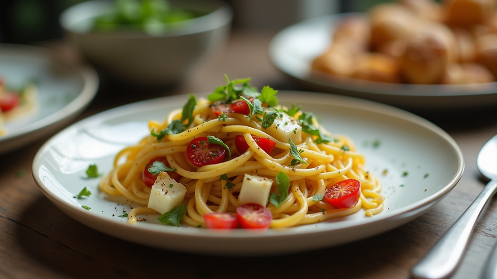 Close-up view of a beautifully plated healthy meal with vibrant colors