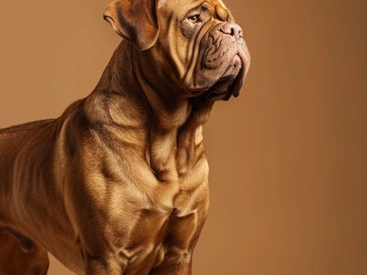 Dogue de Bordeaux in brown background