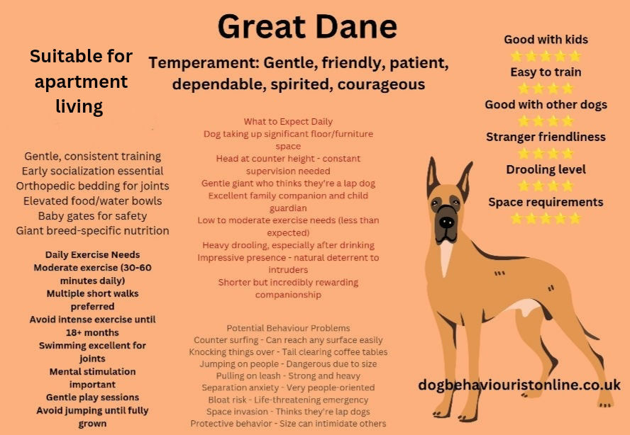 infographic image with Great dane breed facts 