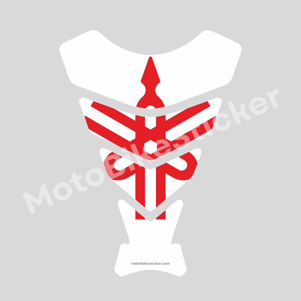 Yamaha Red Tuning Fork 3D Tank Pad White Fuel Protector Decal for MT-07 MT-09